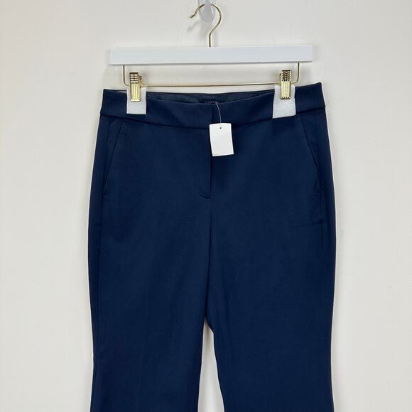 J.Crew Petite Kelsey Cotton Blend Flare Pant High Waist Navy Slim Crop US 8 NWT - Picture 6 of 13